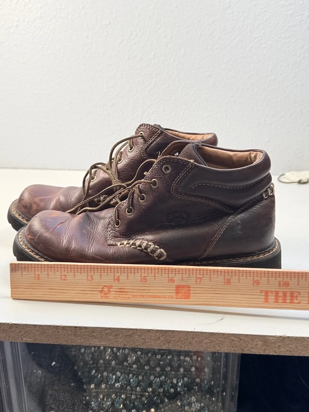 Ariat Mens 8.5 B Brown Leather Lace Up Ankle Work Boots Rugged Lug Sole